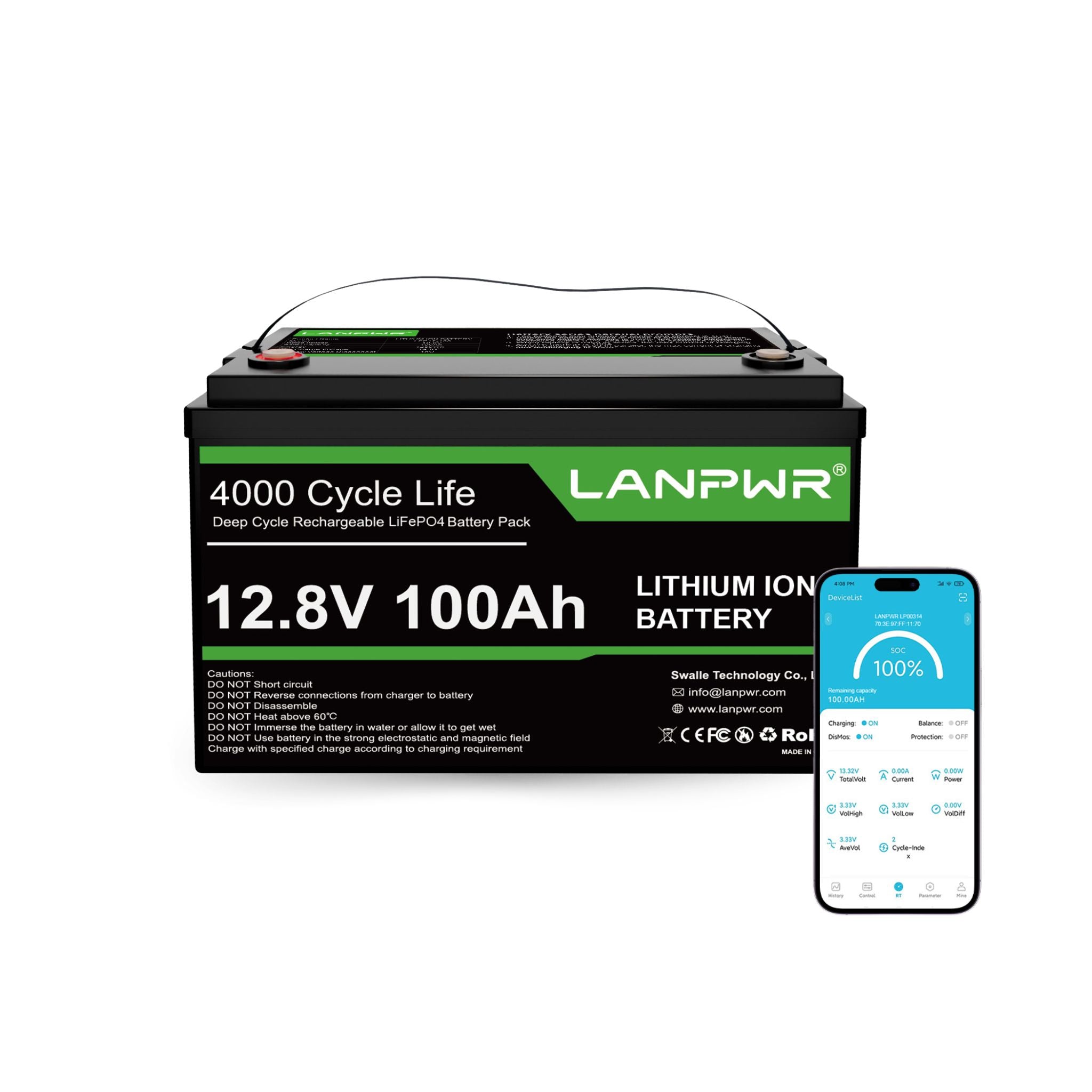 12.8V 100Ah 1280Wh LiFePO4