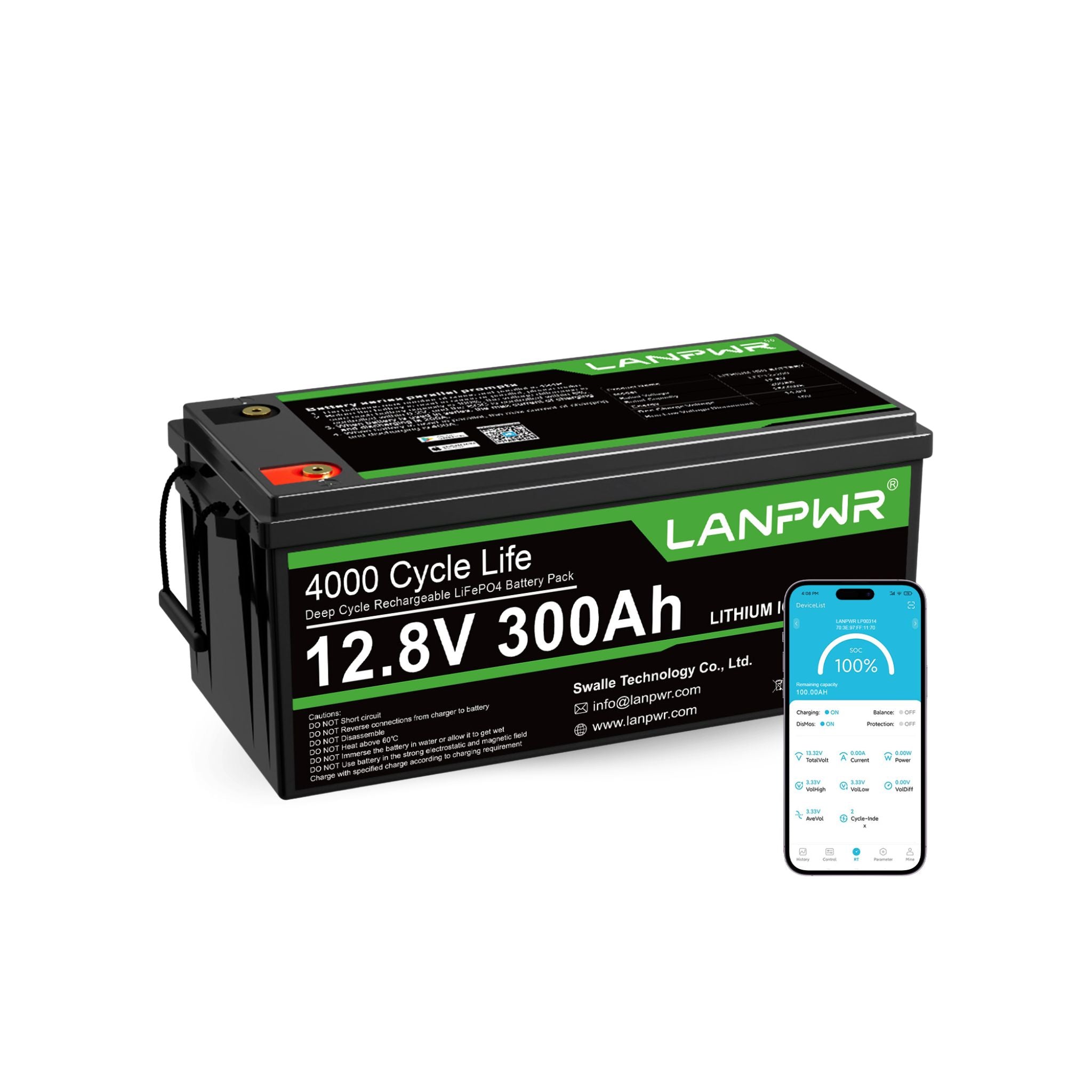 12.8V 300Ah 3840Wh LiFePO4